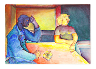 Couple at Table (Blue Man) 